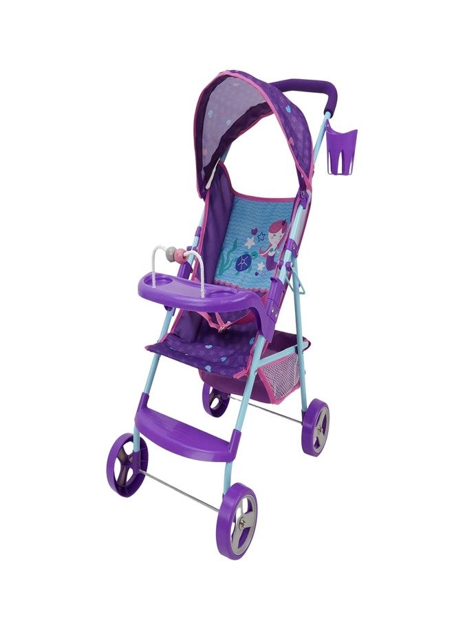 509 Crew : Mermaid Doll Stroller - Kids Pretend Play, Canopy & Cup Holder, Easy Fold Storage & Travel, Fits Dolls Up to 21', Ages 3+ (T715028) - Image 1